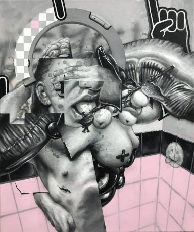 Robert Matthes, DEMO, 2025, Acryl auf Leinwand, 60 x 50 cm, VG Bild-Kunst Bonn 2026
